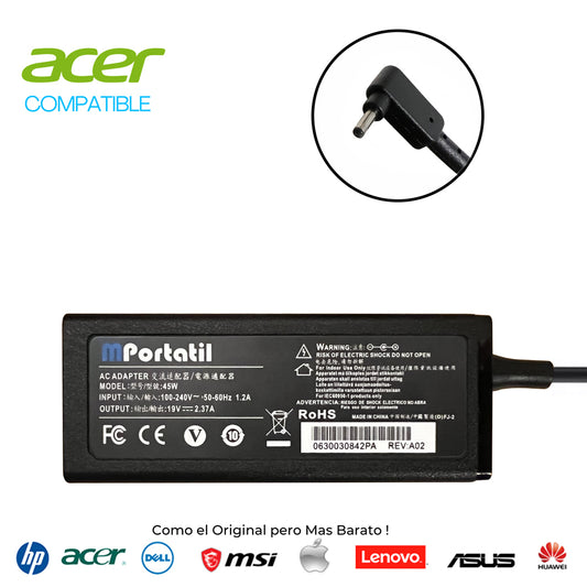 Cargador Para Acer 19V 2,37A Plug 3,0x1,1mm