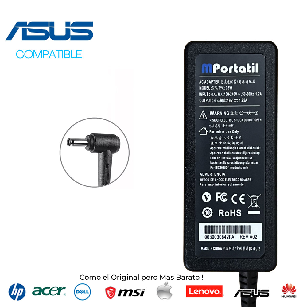 Cargador Para Asus 19V - 1,7a Plug 4.0x1.35