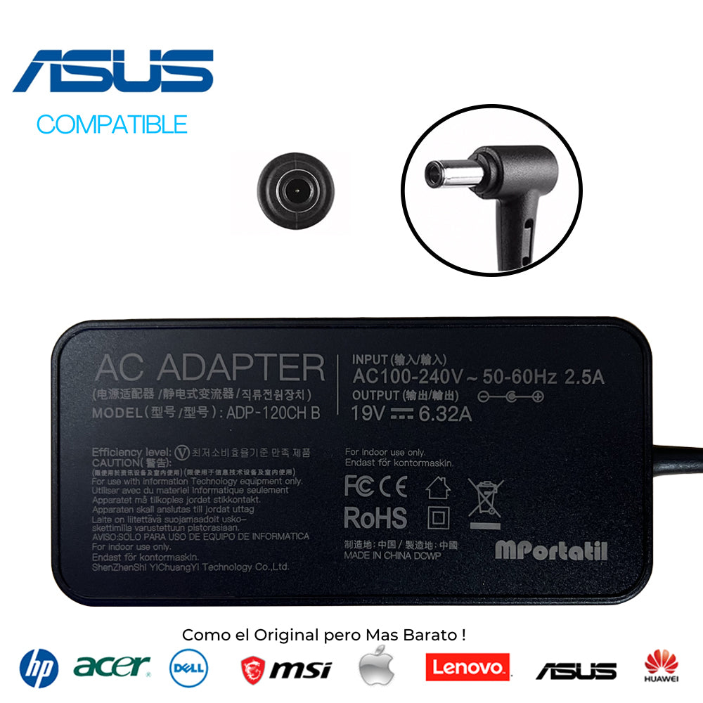 Cargador Para Asus 19V - 6,32a Plug 6.0x3.7