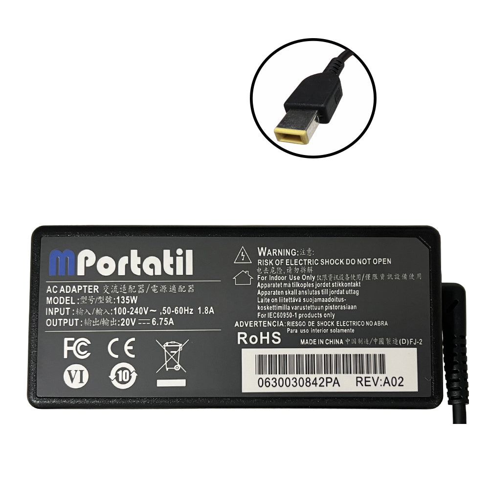 Cargador Para Lenovo 20V - 6,75a Plug USB TIP_venta_de_repuestos_para_notebook