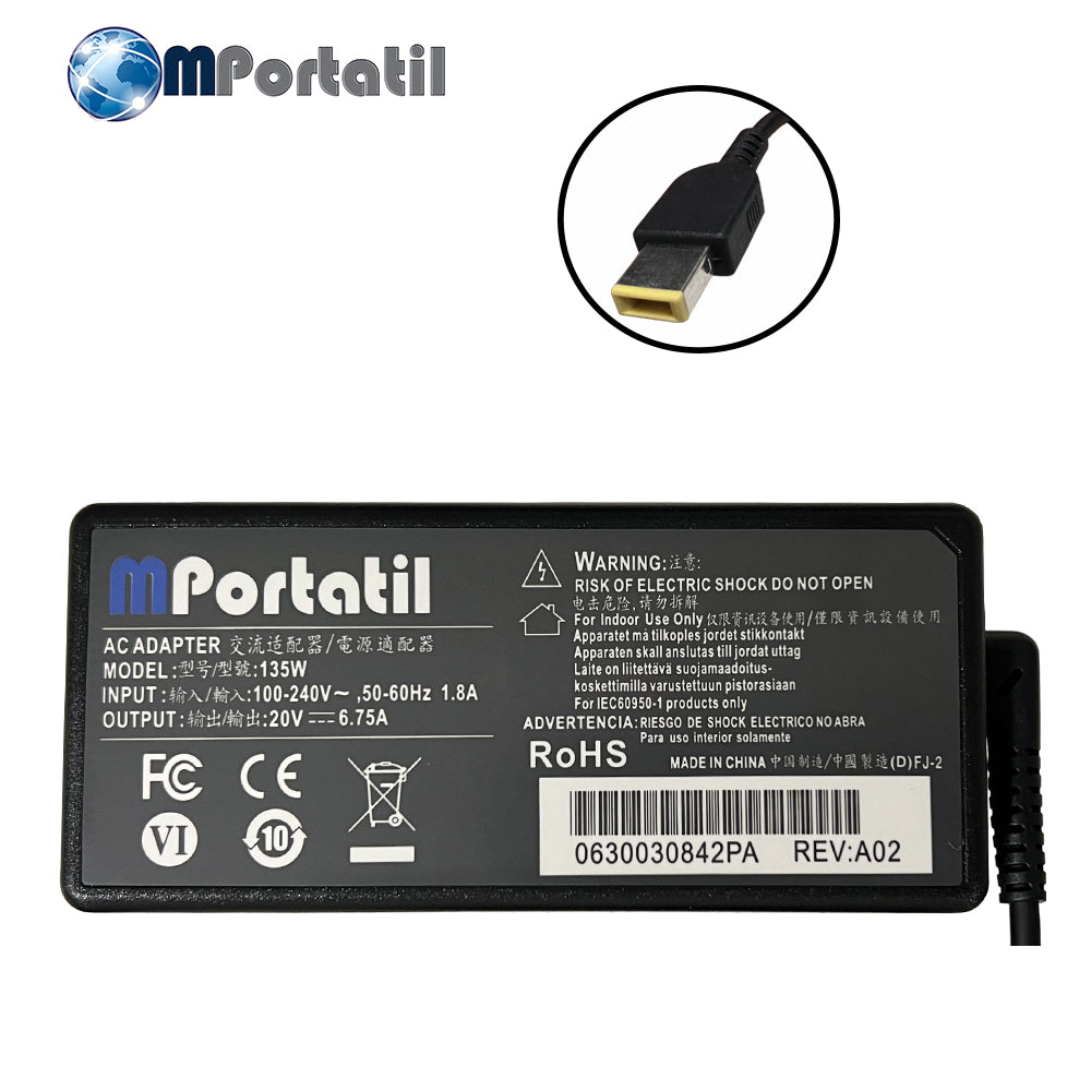 Cargador Para Lenovo 20V - 6,75a Plug USB TIP_venta_de_repuestos_para_notebook