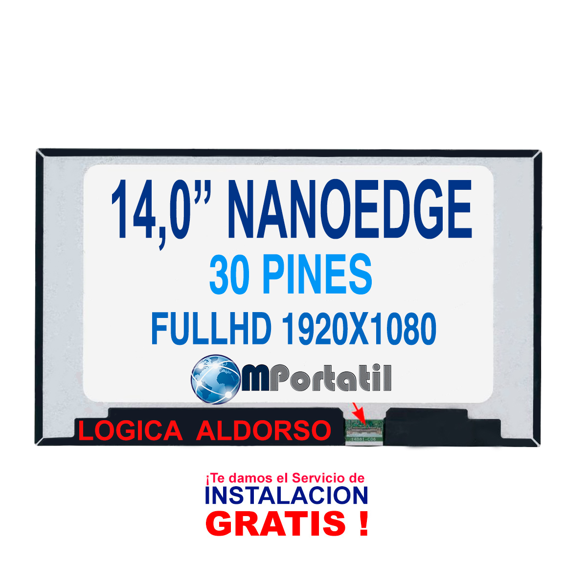 pantalla 14,0" full hd logica integrada nanoedge 30 pines